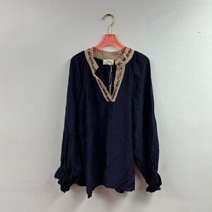 Leopard Trim V-Neck Blouse - WC5301